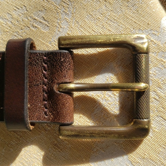 Banana Republic Belt Mens 30" Genuine Buffalo Leather Brown Brass Buckle - Picture 6 of 6